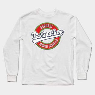 Burundi backpacker world traveler logo Long Sleeve T-Shirt